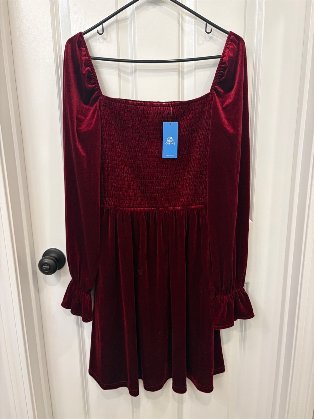 Cupshe NWT Velvet Long-Sleeve Dress - Wine Red
